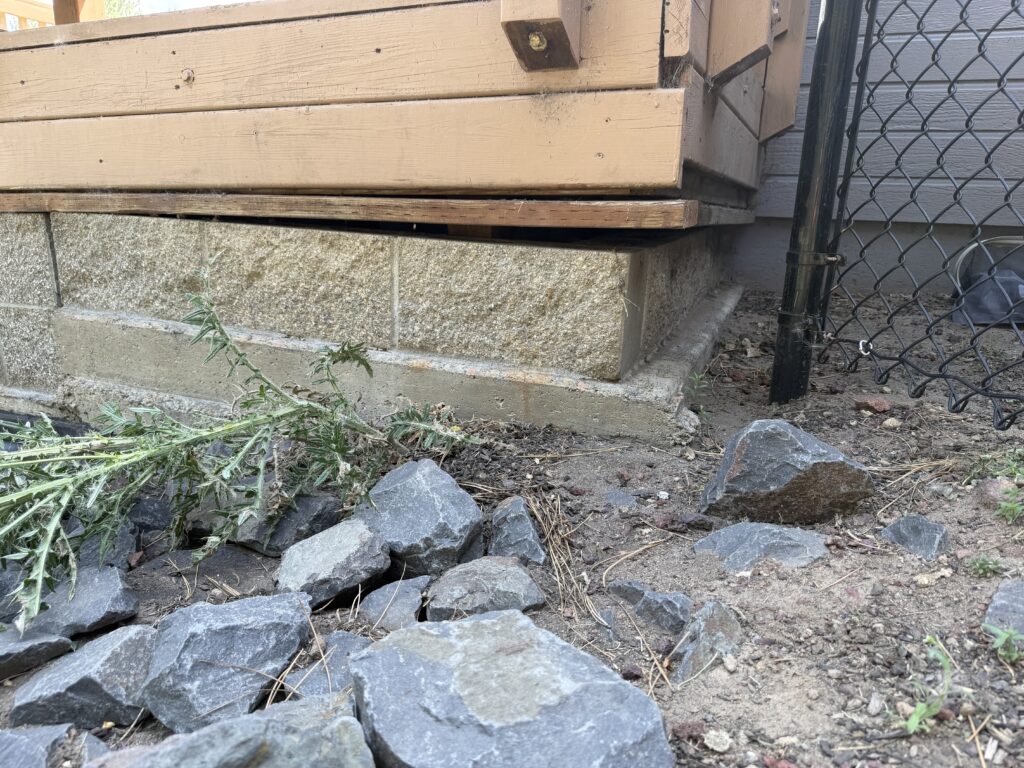 Deck framing with limited existing support before repair