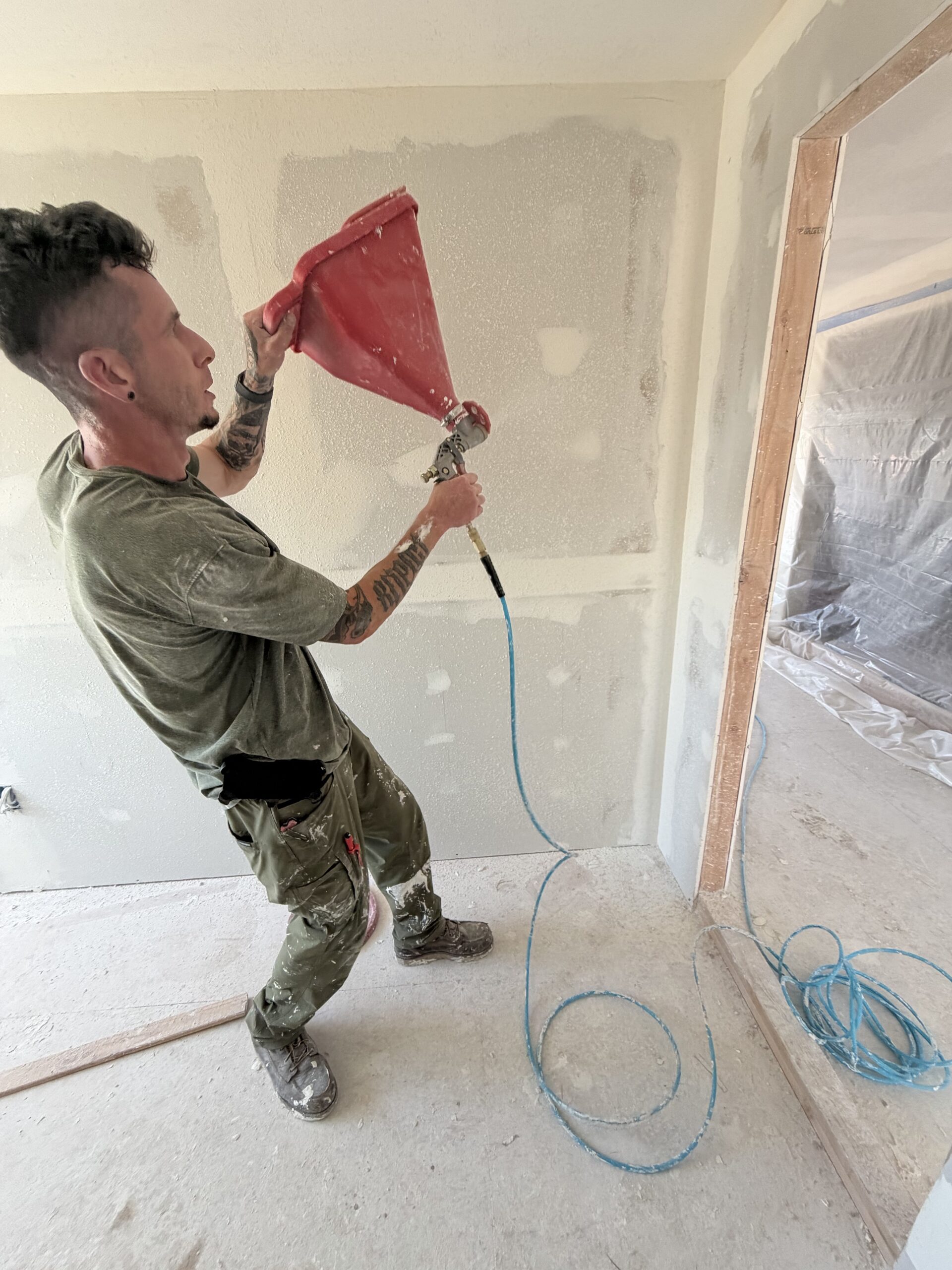 Drywall texture and finish work being completed on a PNW Residential and Commercial project