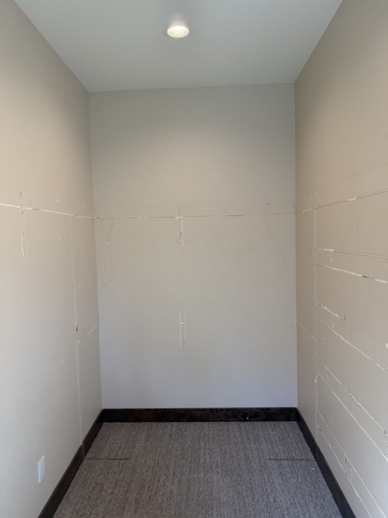 Interior closet area before drywall repair, Sunriver, Oregon