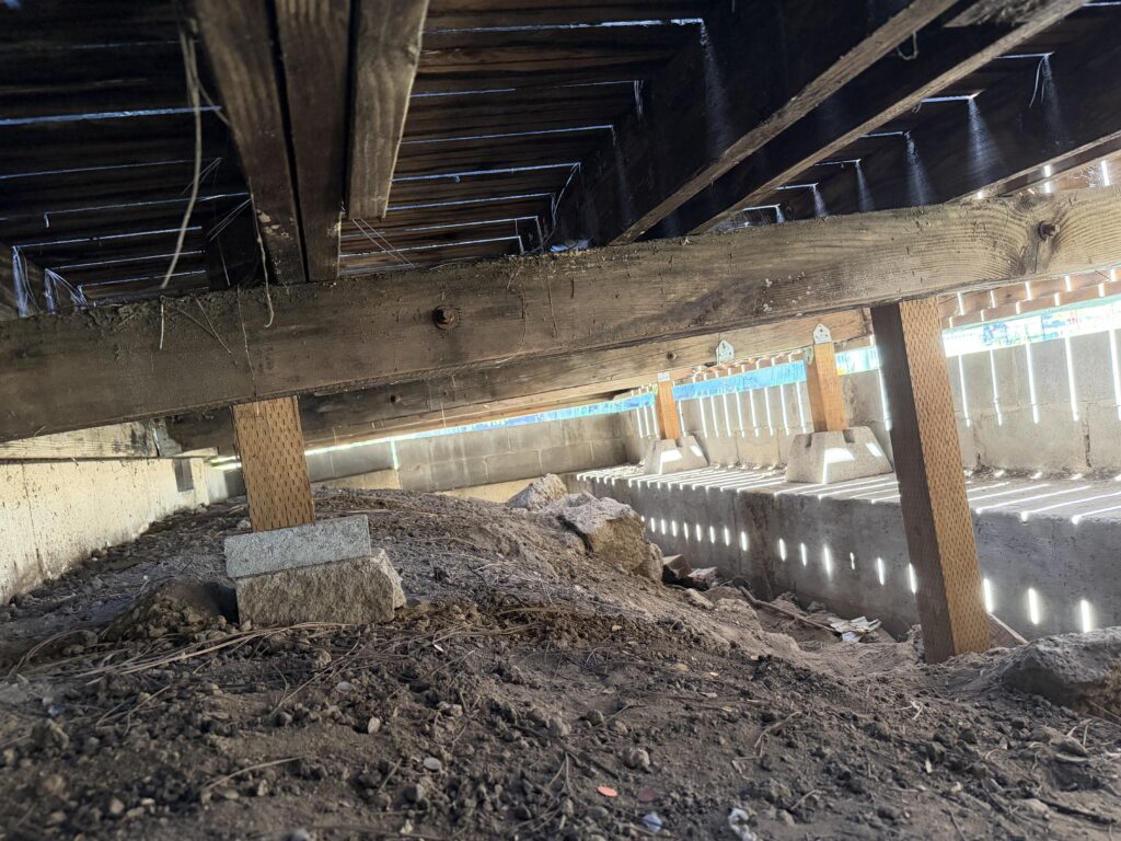 New support pier staged on the ground ready for installation